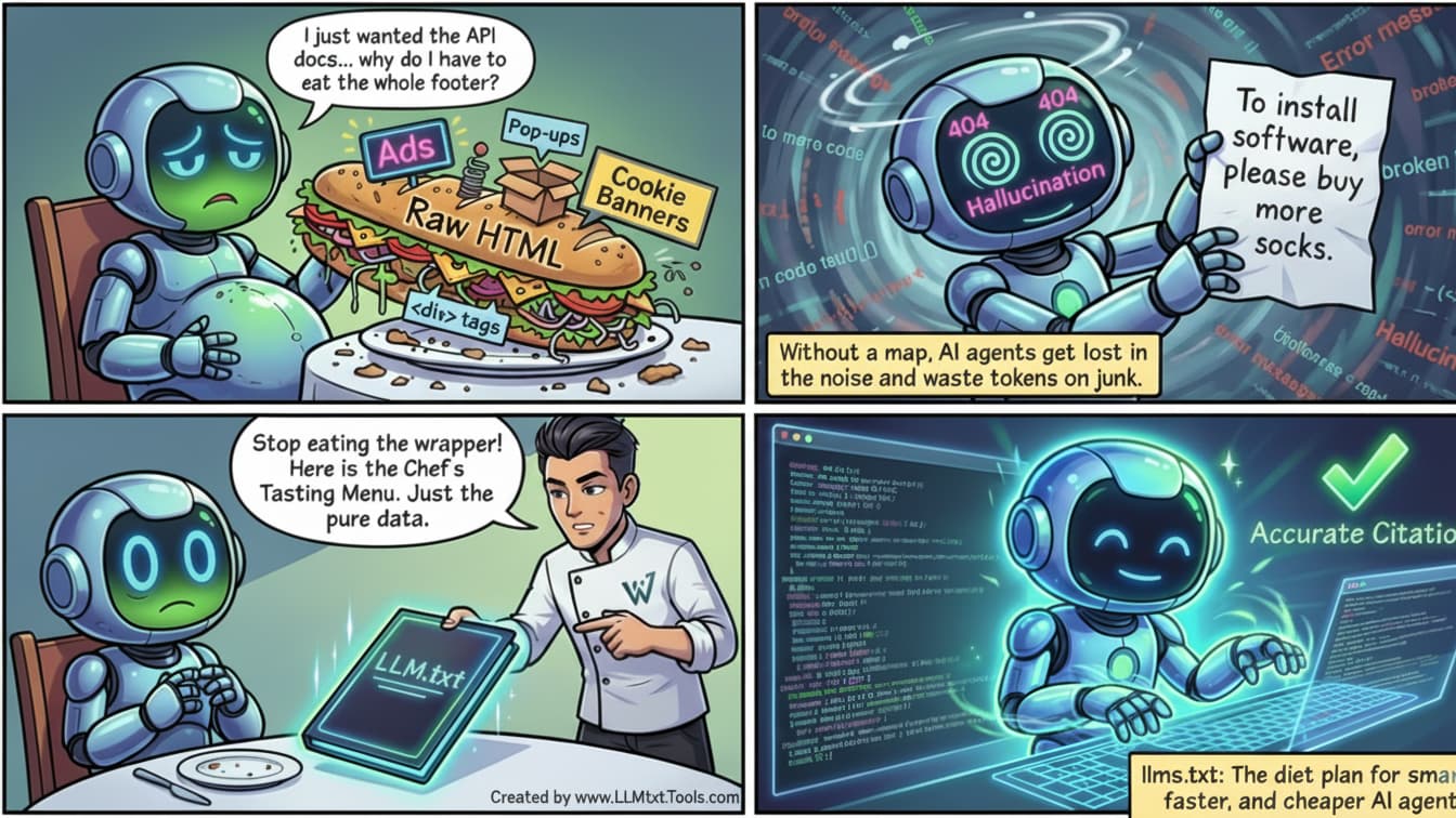 Before and After - AI response without llm.txt vs with llm.txt